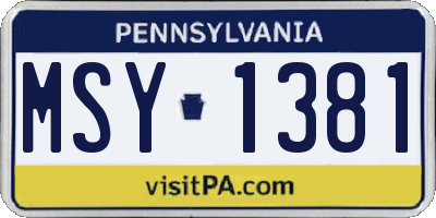 PA license plate MSY1381