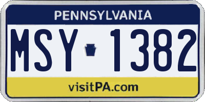 PA license plate MSY1382
