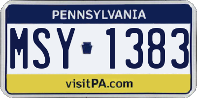 PA license plate MSY1383