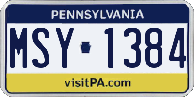 PA license plate MSY1384