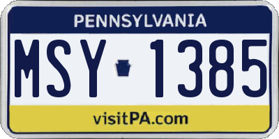 PA license plate MSY1385