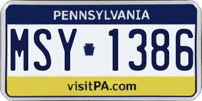 PA license plate MSY1386
