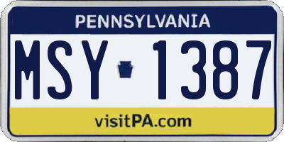 PA license plate MSY1387