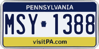 PA license plate MSY1388