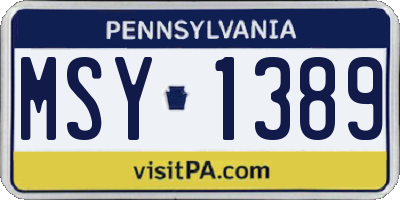 PA license plate MSY1389