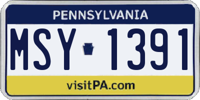 PA license plate MSY1391