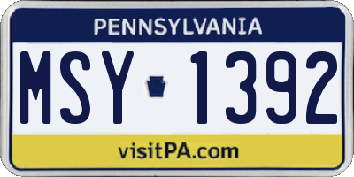 PA license plate MSY1392