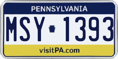 PA license plate MSY1393