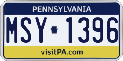 PA license plate MSY1396