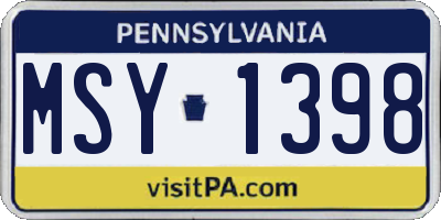 PA license plate MSY1398
