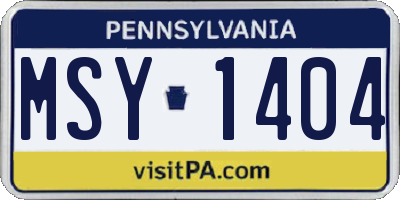 PA license plate MSY1404