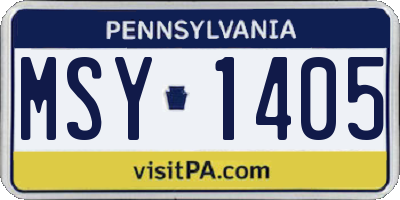 PA license plate MSY1405