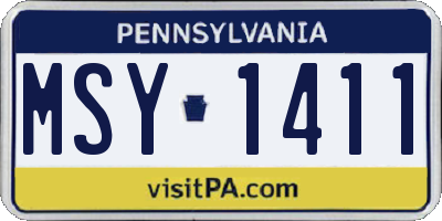 PA license plate MSY1411