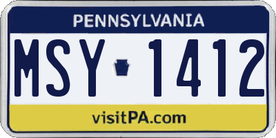 PA license plate MSY1412