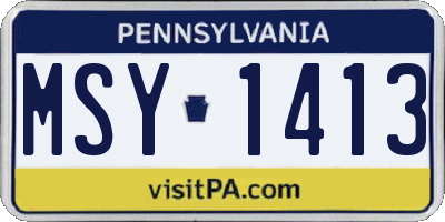 PA license plate MSY1413