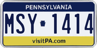 PA license plate MSY1414