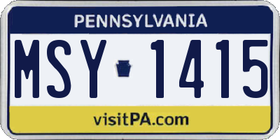 PA license plate MSY1415