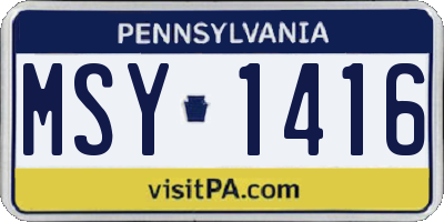 PA license plate MSY1416