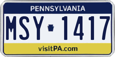 PA license plate MSY1417