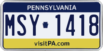 PA license plate MSY1418