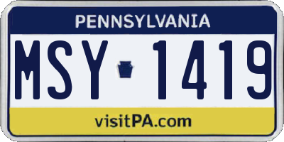 PA license plate MSY1419