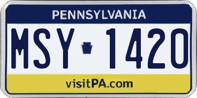 PA license plate MSY1420