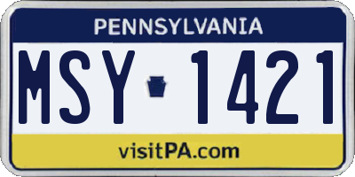 PA license plate MSY1421