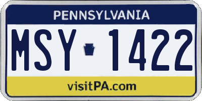 PA license plate MSY1422