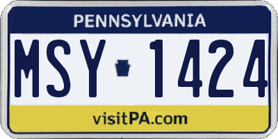 PA license plate MSY1424