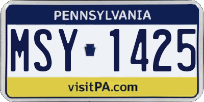 PA license plate MSY1425
