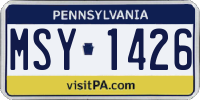 PA license plate MSY1426
