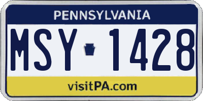 PA license plate MSY1428