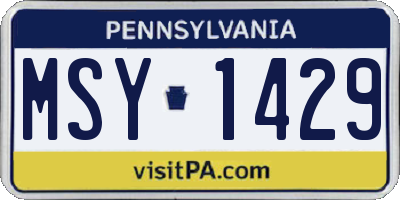 PA license plate MSY1429