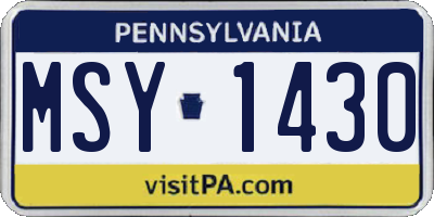PA license plate MSY1430