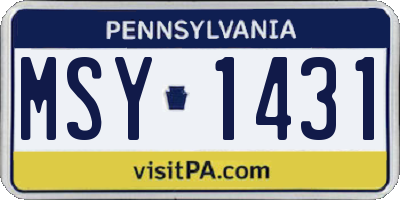 PA license plate MSY1431