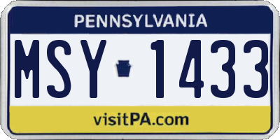 PA license plate MSY1433
