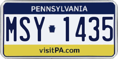 PA license plate MSY1435
