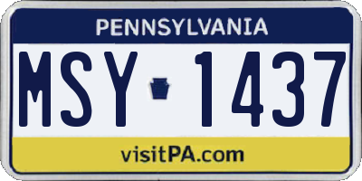 PA license plate MSY1437