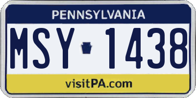 PA license plate MSY1438