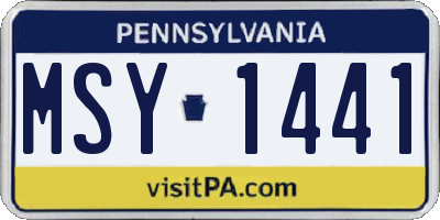 PA license plate MSY1441