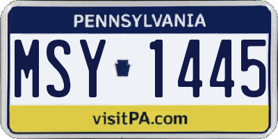 PA license plate MSY1445