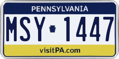 PA license plate MSY1447