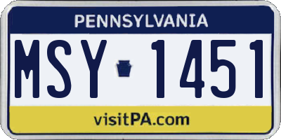 PA license plate MSY1451