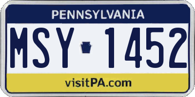 PA license plate MSY1452
