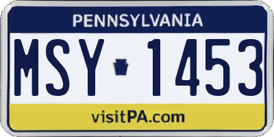 PA license plate MSY1453