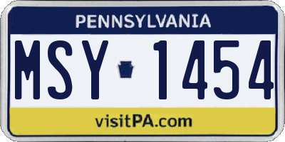 PA license plate MSY1454