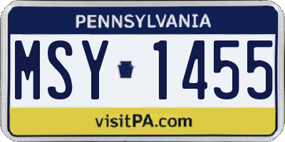 PA license plate MSY1455