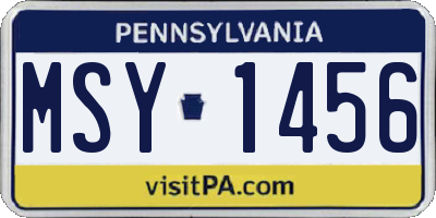 PA license plate MSY1456