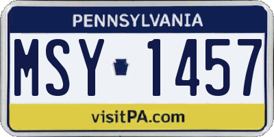 PA license plate MSY1457