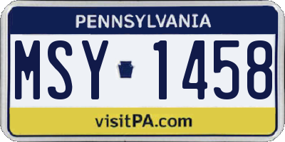 PA license plate MSY1458